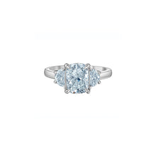 Load image into Gallery viewer, 31654/250-P Platinum 2.56CT TW LAB CREATED 3 DIAMOND Ring With Cushion Cut Center Stone &amp; 2 Half Moon Side Stones
