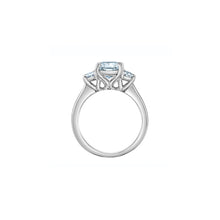 Load image into Gallery viewer, 31654/250-P Platinum 2.56CT TW LAB CREATED 3 DIAMOND Ring With Cushion Cut Center Stone &amp; 2 Half Moon Side Stones
