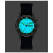 Load image into Gallery viewer, 410247 CARAVELLE Stainless Steel Light Up Field Watch With Day, Date &amp; Blue Nylon Strap
