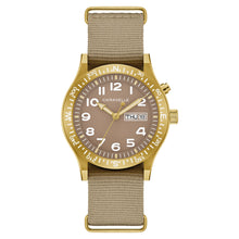 Load image into Gallery viewer, 410248 CARAVELLE Stainless Steel Light Up Field Watch With Taupe Dial, Day, Date &amp; Taupe Nylon Strap
