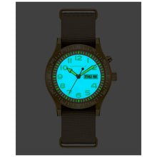 Load image into Gallery viewer, 410248 CARAVELLE Stainless Steel Light Up Field Watch With Taupe Dial, Day, Date &amp; Taupe Nylon Strap
