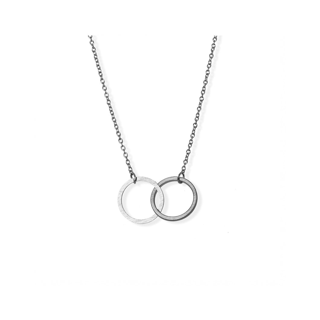 530185 Stainless Steel Hypoallergenic Brushed Double Circle Eternity Pendant