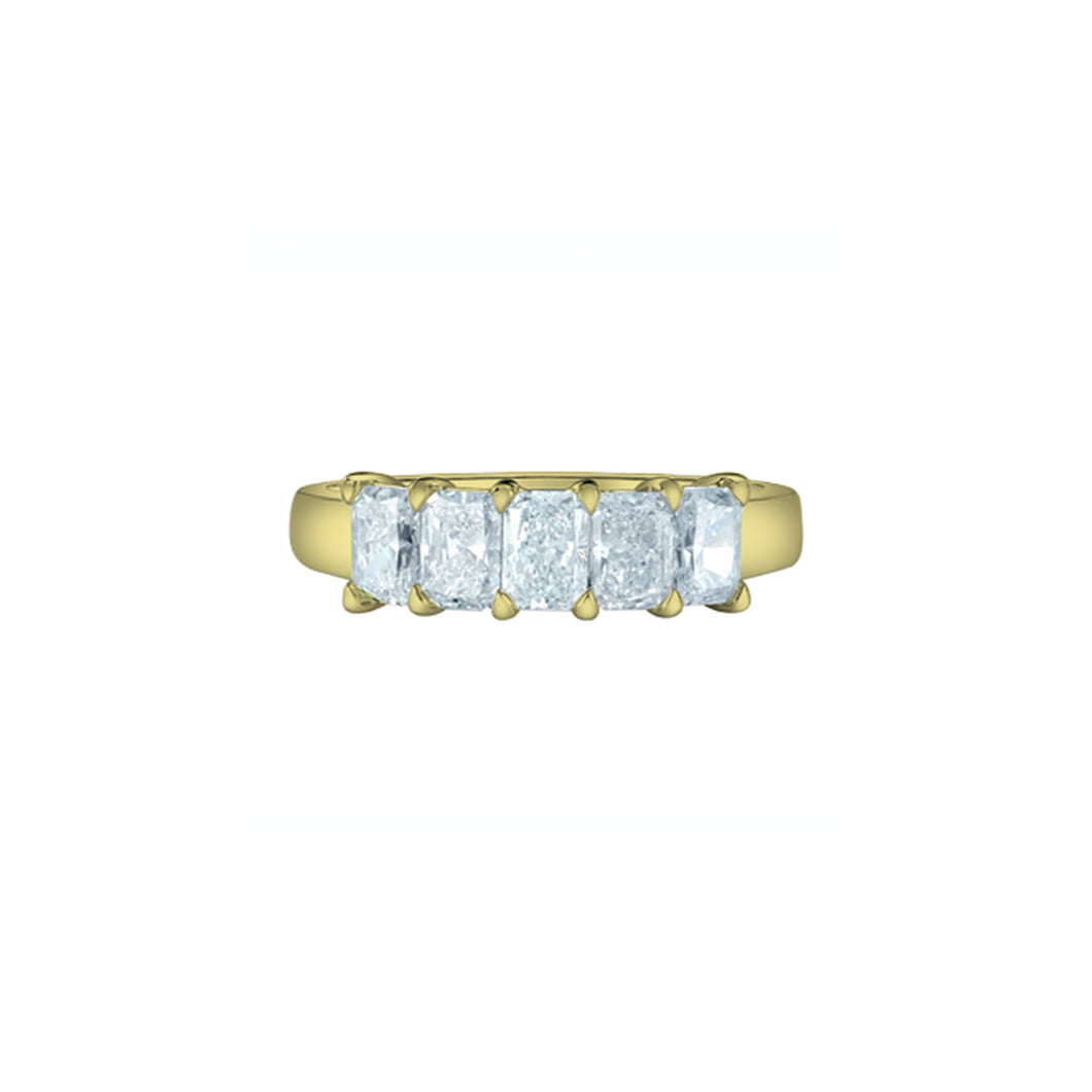 50N15WG150 14K Yellow Gold 1.50CT TW 5 RADIANT CUT LAB CREATED DIAMOND Ring