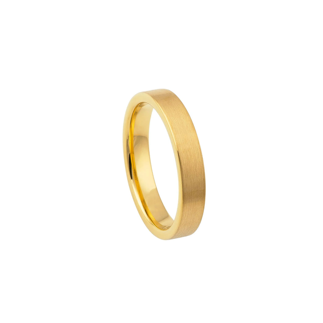 130718 JOSEF ELIAS 4MM Brushed Tungsten with Yellow Ion Plating Band Size 10