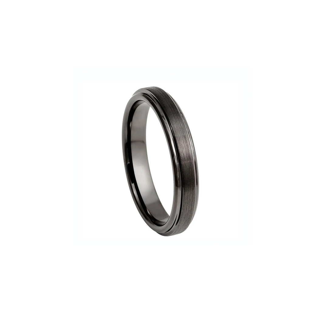 130716 JOSEF ELIAS 4MM Tungsten with Black Ion Plating Stepped Edge Band Size 9