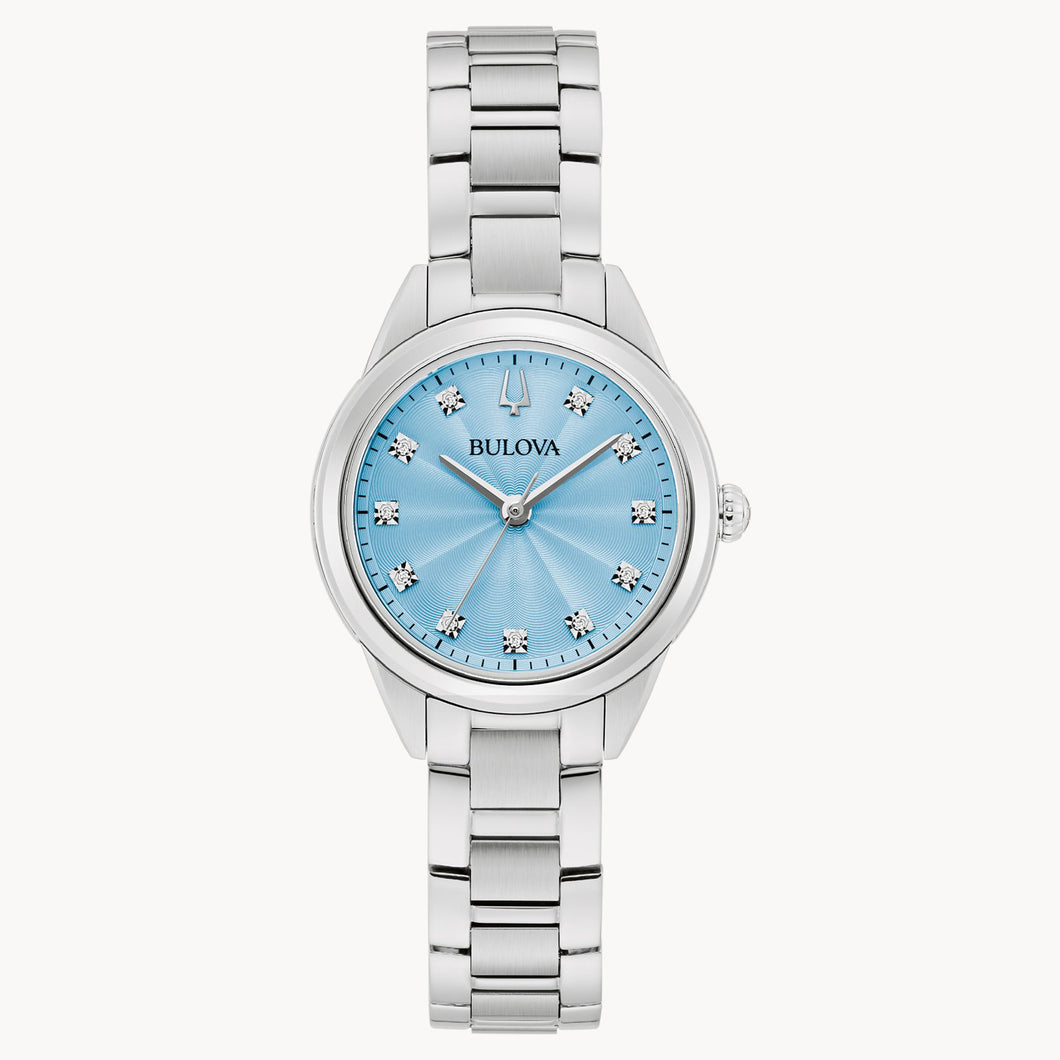 380226 BULOVA Sutton Stainless Steel With 11 Diamonds & Blue Face