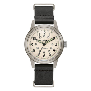 410195 BULOVA Stainless Steel Case Ivory Dial Automatic Hack Watch