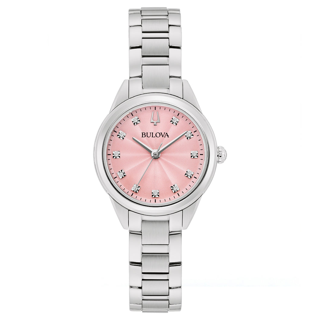 380188 BULOVA Sutton Stainless Steel With 11 Diamonds & Pink Face