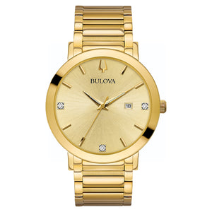 410219 BULOVA Futuro Gold Tone Stainless-Steel, 3 Diamond Watch With Champagne Dial