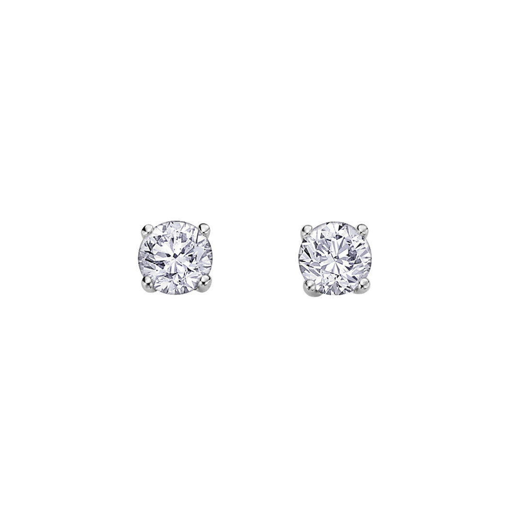 AM101W10 14KT White Gold .10ct tw Canadian Diamond Stud Earrings