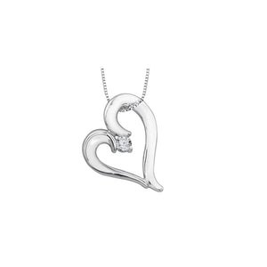 AM267 10K White Gold .08CT TW Canadian Diamond Heart Pendant