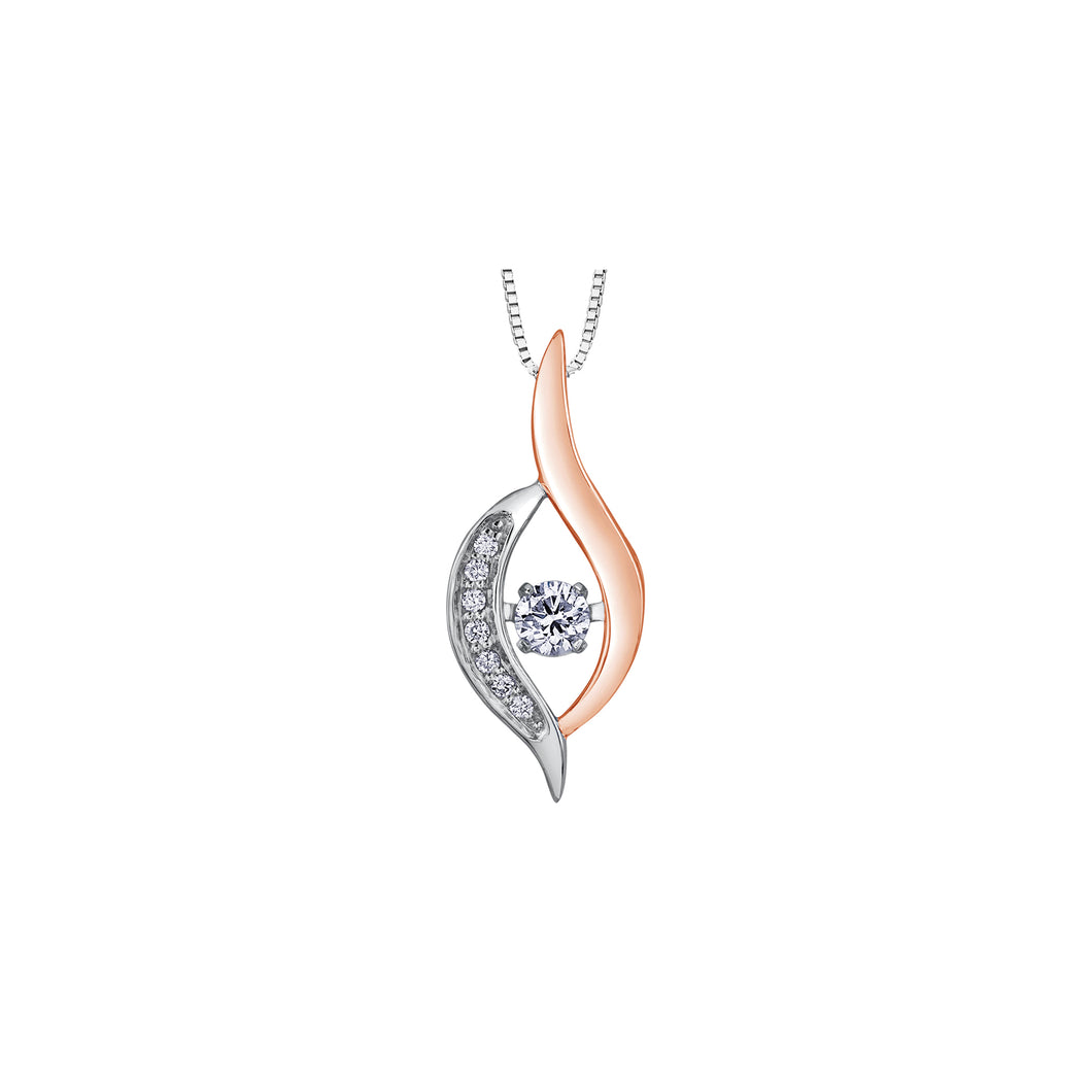 AM305 OUT OF STOCK, PLEASE ALLOW 3-4 WEEKS FOR DELIVERY 10K Rose & White Gold .10CT TW Canadian Dancing Diamond Pendant