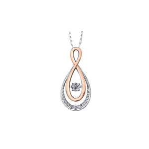 AM369WR OUT OF STOCK, PLEASE ALLOW 3-4 WEEKS FOR DELIVERY 10KT White & Rose Gold Dancing .16CT TW Canadian Diamond Necklace