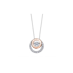 AM436 10KT White & Rose Gold .21CT TW Dancing Canadian Diamond Pendant