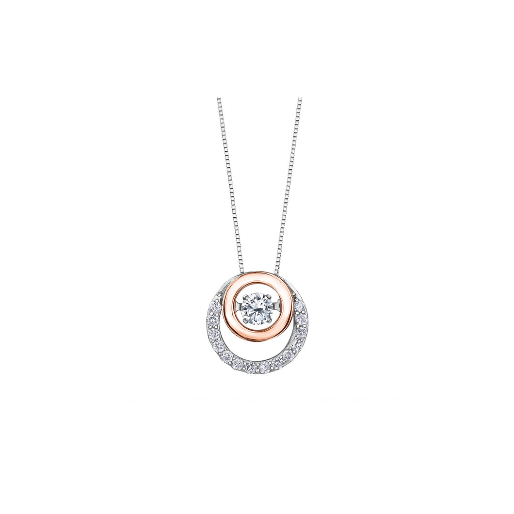 AM436 10KT White & Rose Gold .21CT TW Dancing Canadian Diamond Pendant