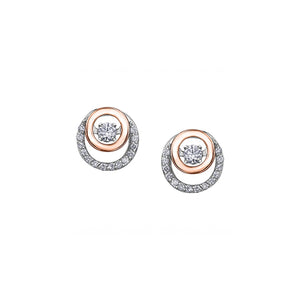 AM495WR20 OUT OF STOCK PLEASE ALLOW 3-4 WEEKS FOR DELIVERY 10KT Rose & White Gold .20CT TW Canadian Dancing Diamond Stud Earrings