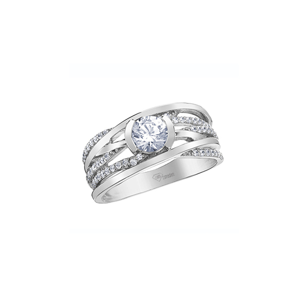 AM600 14KT White Gold .78CT TW Canadian Diamond Ring