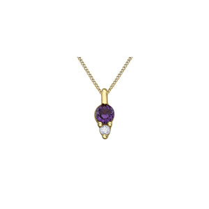 170196 10KT Yellow Gold Amethyst & Diamond Birthstone Pendant