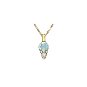 170197 10KT Yellow Gold Aquamarine & Diamond Birthstone Pendant