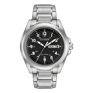 410136 CITIZEN Eco-Drive Stainless Steel, Black Dial & Day Date