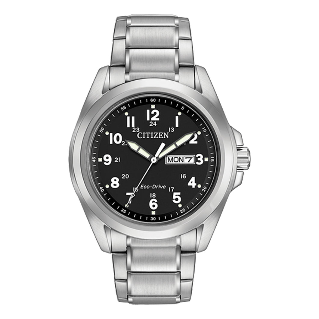 410136 CITIZEN Eco-Drive Stainless Steel, Black Dial & Day Date