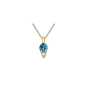 170194 10KT Yellow Gold Blue Topaz & Diamond Birthstone Pendant