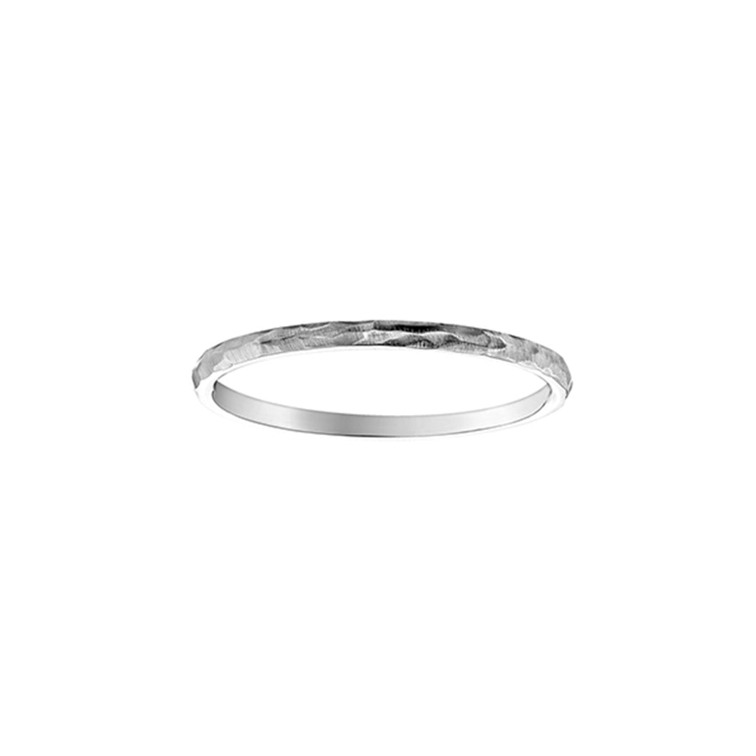 220316 10KT White Gold Hammer Finish Ring