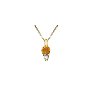 170193 10KT Yellow Gold Citrine & Diamond Birthstone Pendant