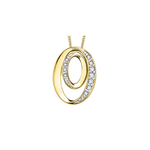 141690 10KT Yellow Gold .10CT TW Oval Diamond Pendant