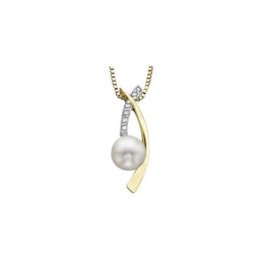 340966 10KT Yellow Gold Pearl & .03CT TW Diamond Pendant