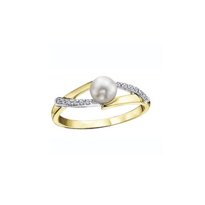 340967 OUT OF STOCK PLEASE ALLOW 3-4 WEEKS FOR DELIVERY 10KT Yellow Gold Pearl & .06CT TW Diamond Ring