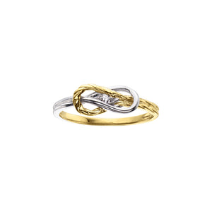 030376 10KT Yellow Gold 0.01CT TW Diamond Ring With Rhodium Enhanced Top