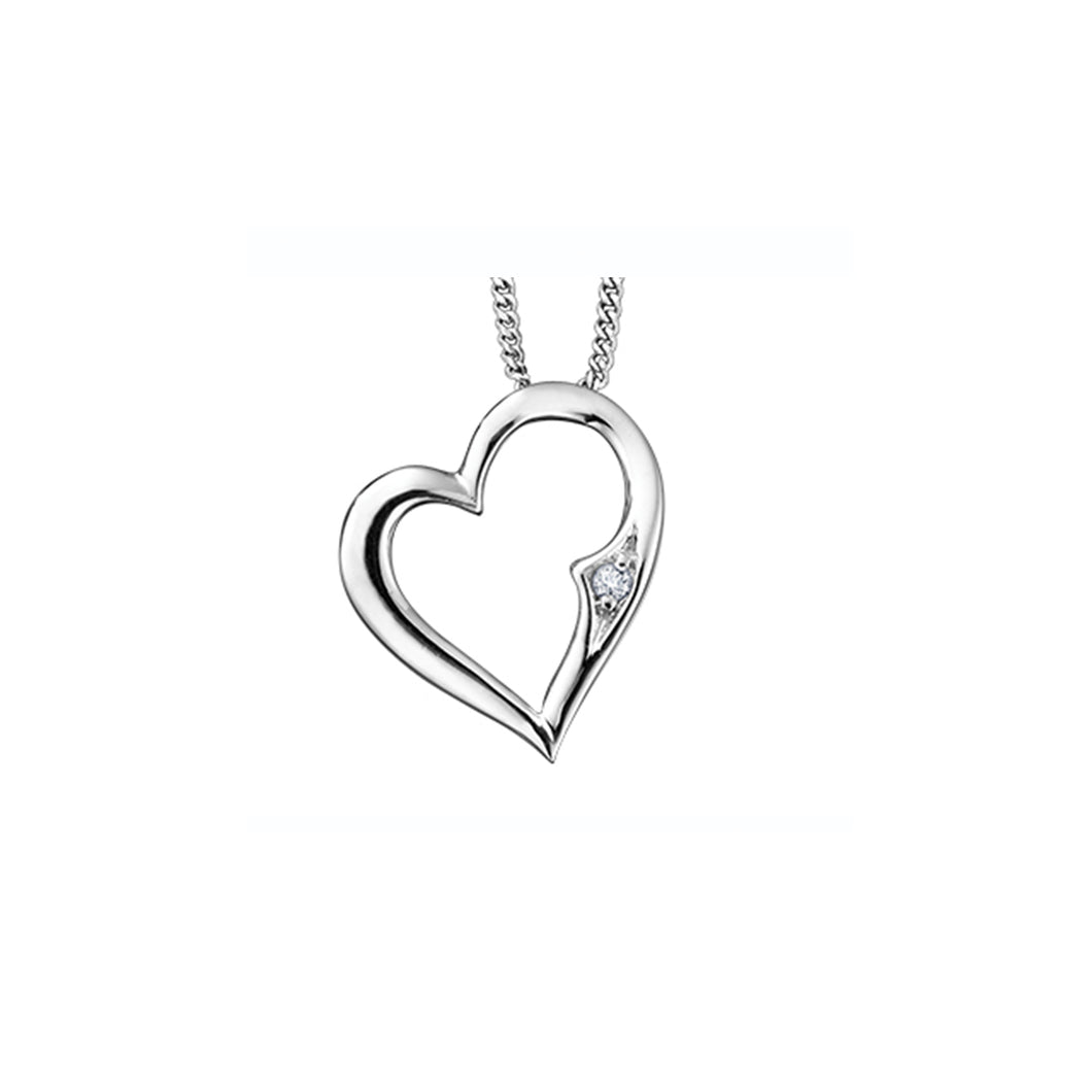 141864 10KT White Gold .01CT TW Diamond Heart Pendant