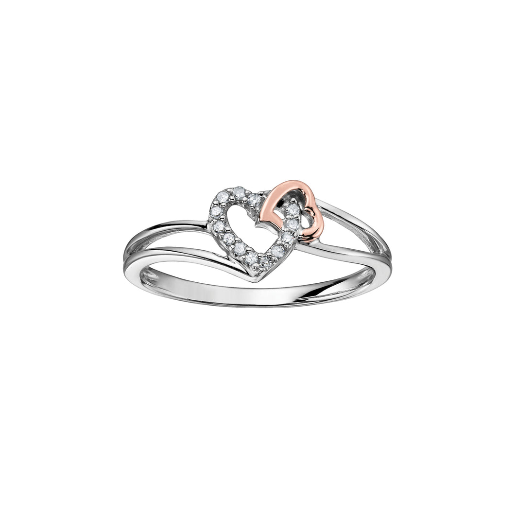 030095 OUT OF STOCK PLEASE ALLOW 3-4 WEEKS FOR DELIVERY 10KT White & Rose Gold .05CT TW Diamond Ring