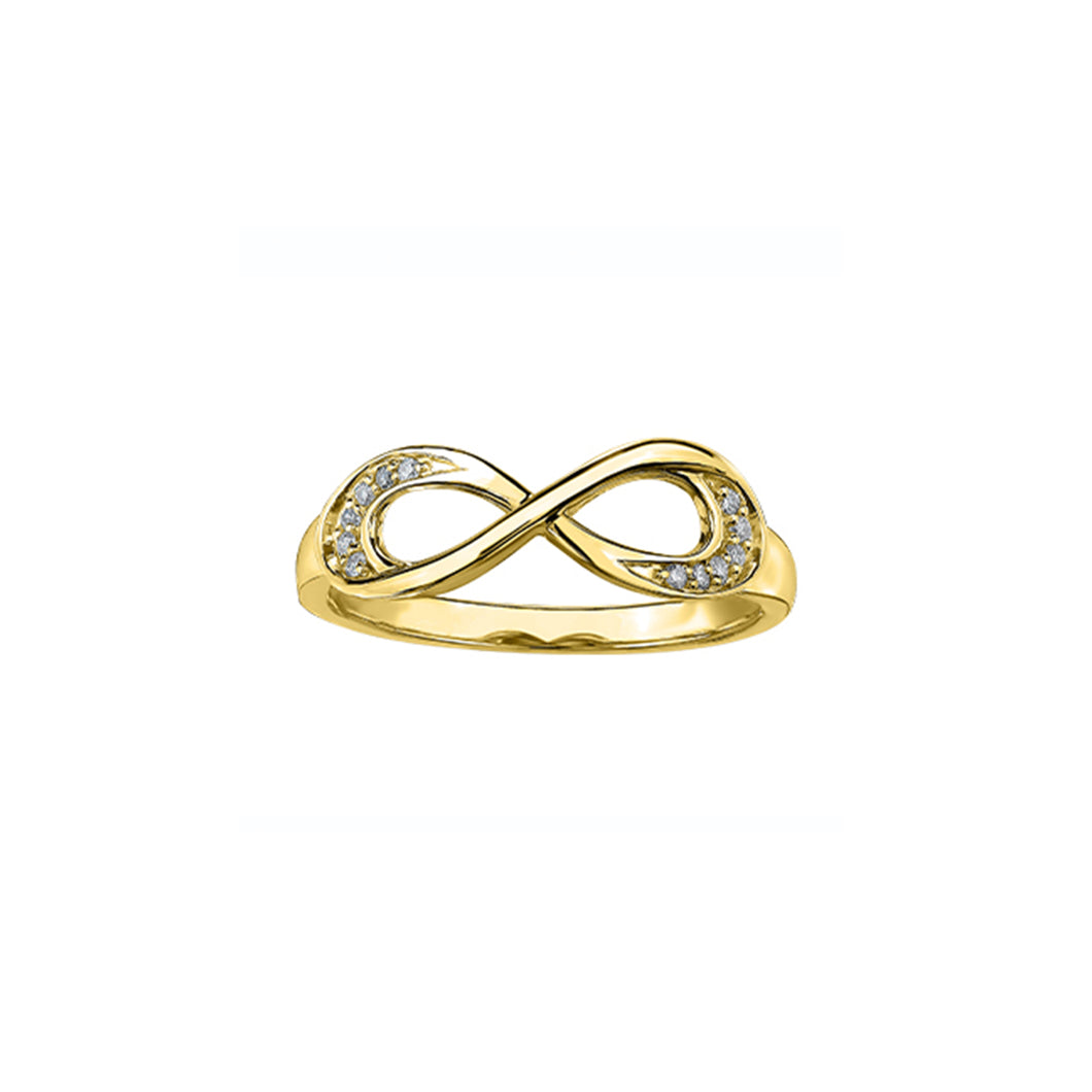 030491 OUT OF STOCK, PLEASE ALLOW 2-3 WEEKS FOR DELIVERY 10K Yellow Gold .06CT TW Infinity Diamond Ring