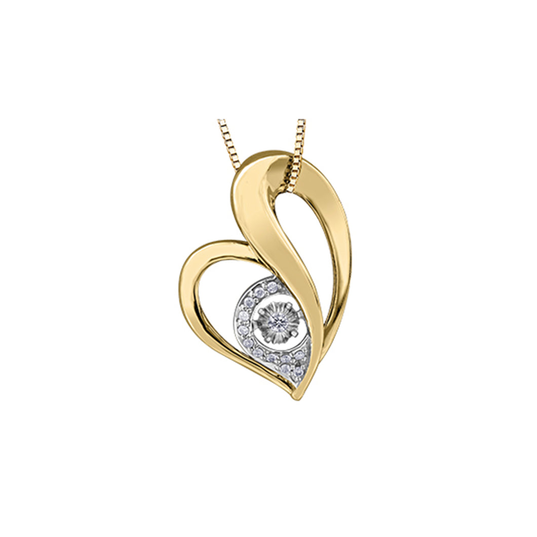141693 OUT OF STOCK, PLEASE ALLOW 3-4 WEEKS FOR DELIVERY 10KT Yellow Gold .05CT TW Dancing Diamond Heart Pendant