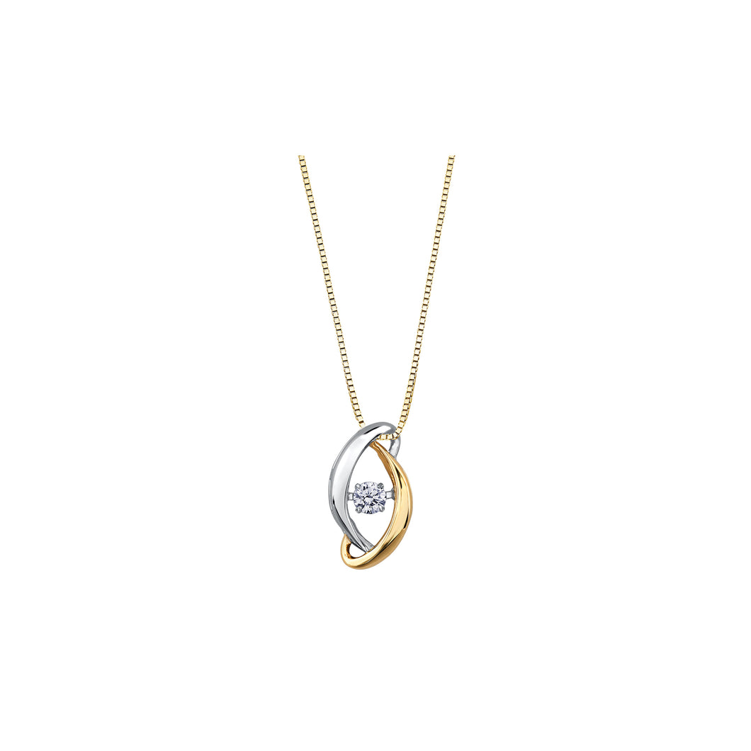 141876 10K Yellow Rhodium Plated On One Side .09CT TW Dancing Diamond Pendant