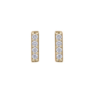 151167 10KT Yellow Gold .14CT TW Diamond Bar Stud Earrings