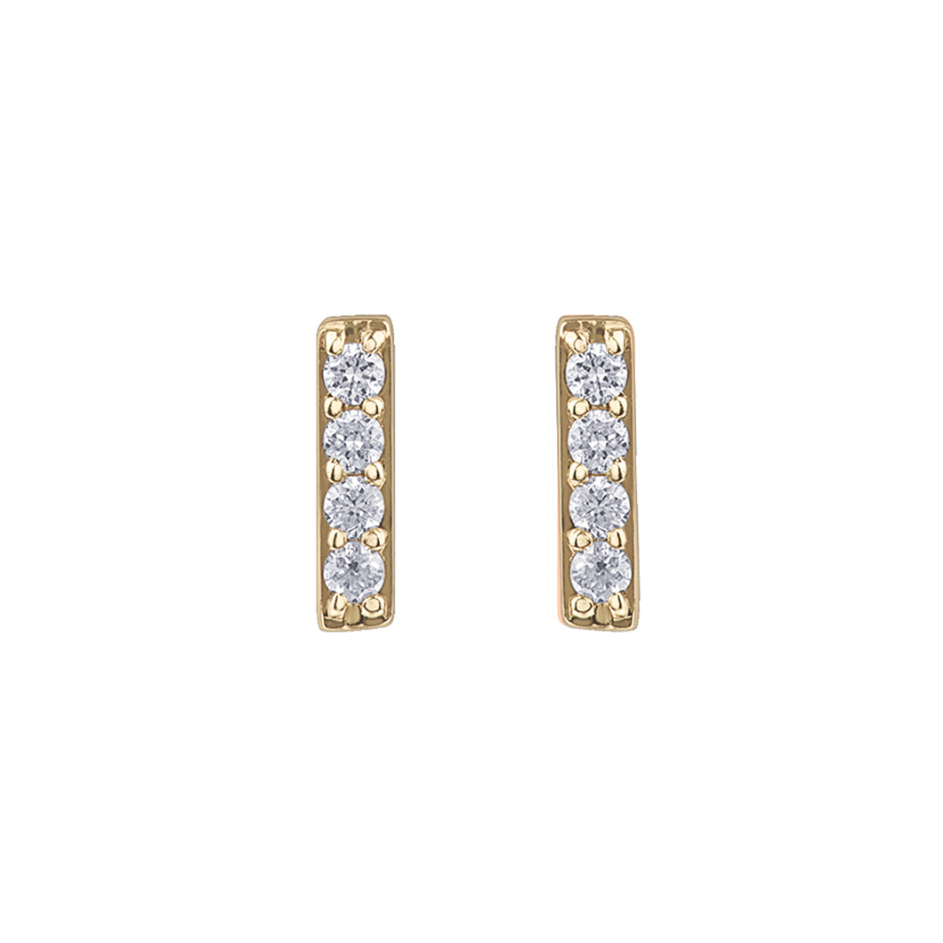 151167 10KT Yellow Gold .14CT TW Diamond Bar Stud Earrings