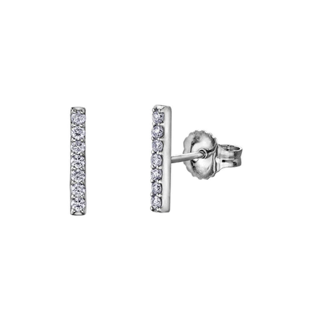 150700 10KT White Gold .14CT TW Diamond Bar Stud Earrings