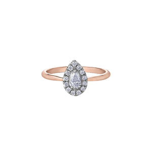 030178 10K Rose & White Gold .20CT TW Diamond Ring with Pear Center Diamond