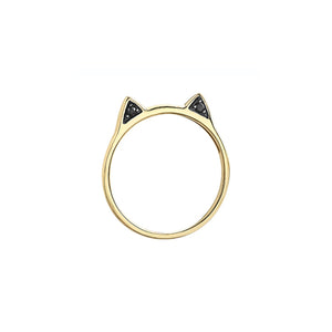 030352 OUT OF STOCK PLEASE ALLOW 3-4 WEEKS FOR DELIVERY 10KT Yellow Gold .06CT TW Black Diamond Cat Ring