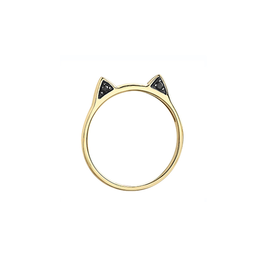030352 OUT OF STOCK PLEASE ALLOW 3-4 WEEKS FOR DELIVERY 10KT Yellow Gold .06CT TW Black Diamond Cat Ring
