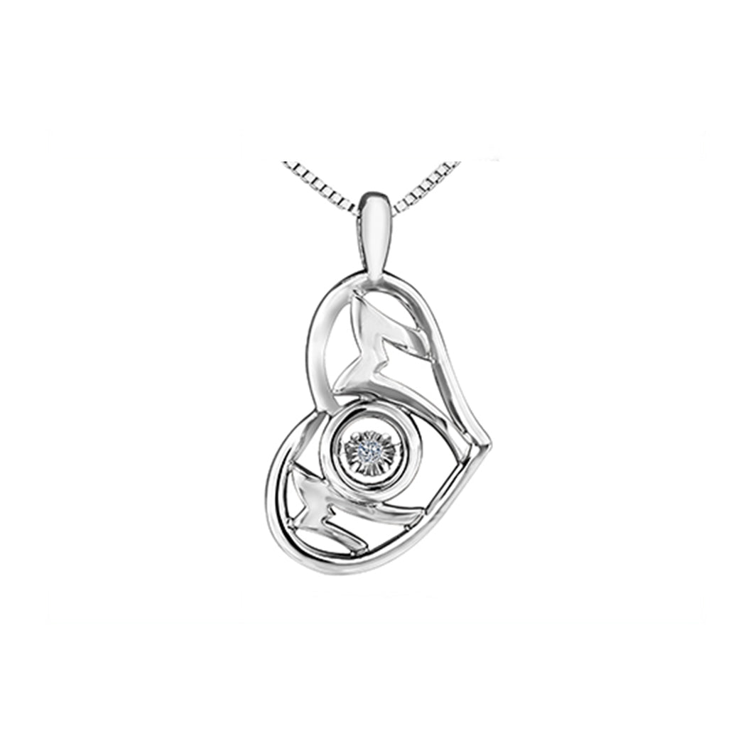 304646 Sterling Silver .02CTTW Diamond Mom Heart Pendant