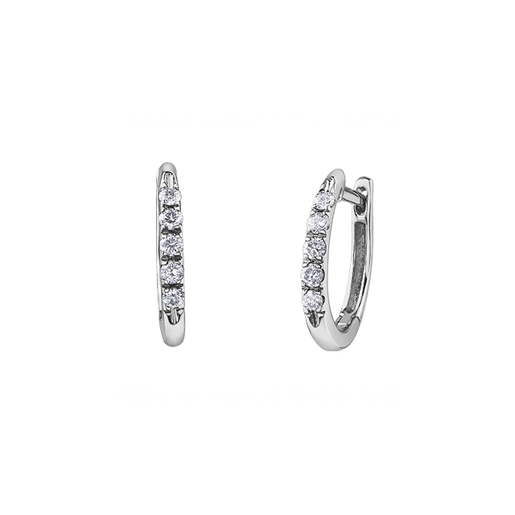 151070  OUT OF STOCK, PLEASE ALLOW 3-4 WEEKS FOR DELIVERY 10KT White Gold .15CT TW Diamond  Huggie Earrings