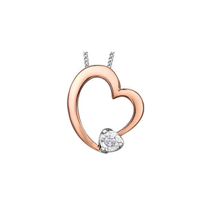 141536 10KT White & Rose Gold .01CT TW Diamond Heart Pendant