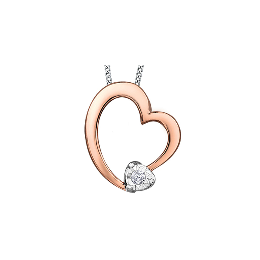 141536 10KT White & Rose Gold .01CT TW Diamond Heart Pendant