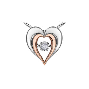 141535 Sterling Silver & 10K Rose Gold .05CT TW Diamond Pendant