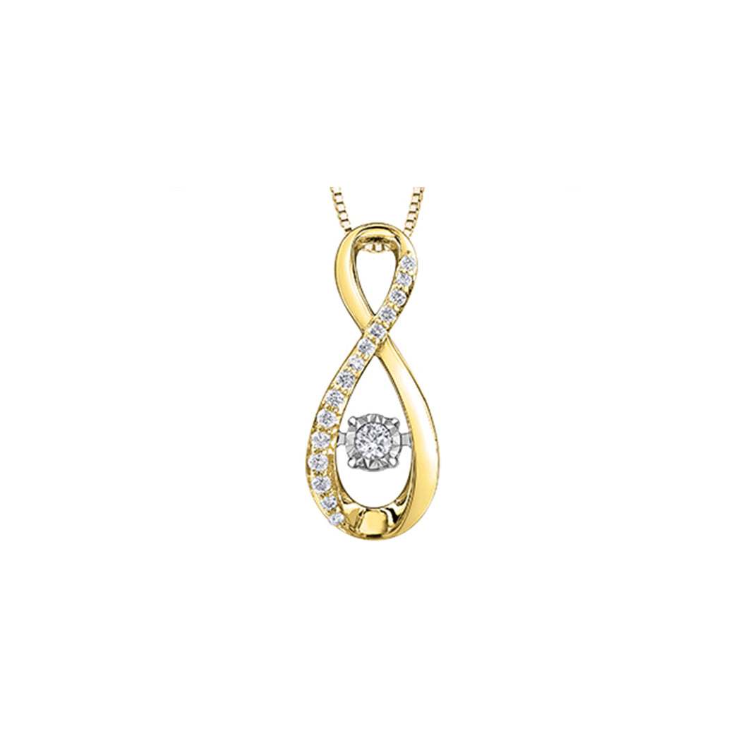 141567 10kt Yellow & White Gold .10CT TW Dancing Diamond Infinity Pendant