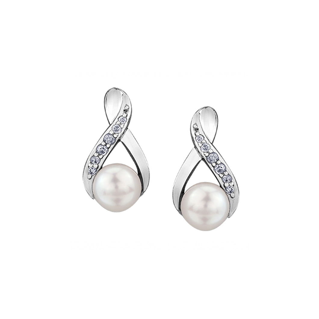 341256 OUT OF STOCK, PLEASE ALLOW 3-4 WEEKS FOR DELIVERY 10K White Gold Pearl & Diamond Earrings